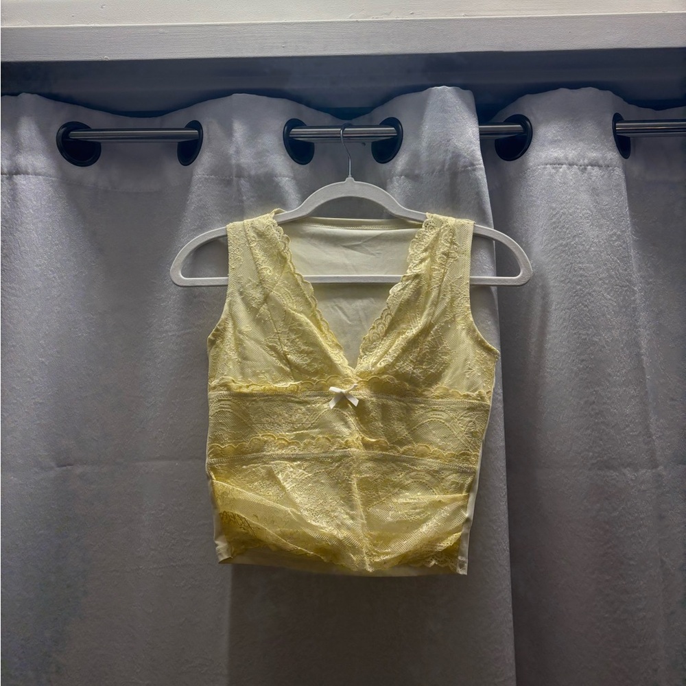 Cider Yellow Lace Tank Top